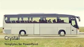  Presentation with road bus - Theme having passenger transport - tour bus background and a mint green colored foreground