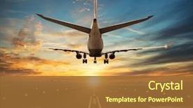  Presentation with airport city - Amazing slides having passengers airplane landing to airport backdrop and a red colored foreground