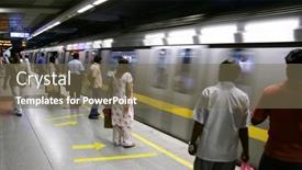  Presentation with metro train - Beautiful slides featuring passengers-awaiting-metro-train-delhi backdrop and a violet colored foreground