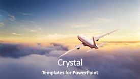  Presentation with business travel - Slides featuring passengers commercial airplane flying above background and a gray colored foreground