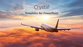  Presentation with business travel - Cool new slides with passengers-commercial-airplane-flying-above backdrop and a light blue colored foreground
