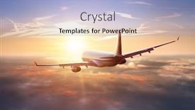  Presentation with business travel - PPT layouts enhanced with passengers-commercial-airplane-flying-above background and a light blue colored foreground
