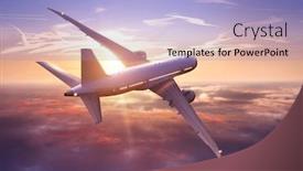  Presentation with business travel - Colorful PPT layouts enhanced with passengers-commercial-airplane-flying-above backdrop and a light blue colored foreground