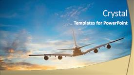  Presentation with business travel - PPT theme having passengers-commercial-airplane-flying background and a teal colored foreground