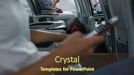  Presentation with cell phones - Beautiful theme featuring passengers-in-abord-a-commercial backdrop and a tawny brown colored foreground