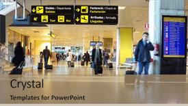  Presentation with airline - Presentation theme enhanced with passengers in an international airport background and a coral colored foreground