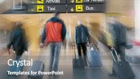  Presentation with airline - Slide set having passengers in an international airport background and a ocean colored foreground