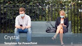  Presentation with mobile health - Presentation theme enhanced with passengers-on-railway-platform background and a ocean colored foreground