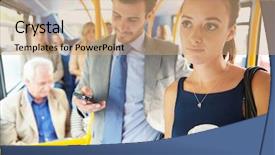  Presentation with passengers - Slide deck with passengers standing on busy commuter background and a coral colored foreground