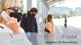  Presentation with commuter - PPT theme featuring passer-by-or-commuter background and a light gray colored foreground