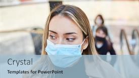  Presentation with commuter - Audience pleasing presentation design consisting of passer-by-or-commuter backdrop and a light blue colored foreground