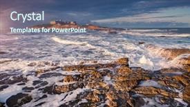  Presentation with stormy sea - PPT theme featuring passero location place isola dell background and a ocean colored foreground