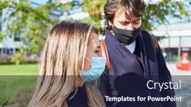  Presentation with face masks - Amazing theme having passers-by-in-the-city backdrop and a wine colored foreground