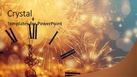  Presentation with new year - PPT theme enhanced with time passing - new year's at midnight background and a yellow colored foreground