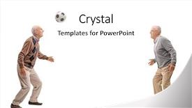  Presentation with physical activity seniors active senior - Amazing PPT theme having passing a football between themselves backdrop and a white colored foreground
