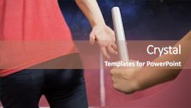  Presentation with baton - Beautiful PPT layouts featuring passing baton - sportswoman running on a white backdrop and a coral colored foreground