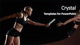  Presentation with baton - Presentation design consisting of passing baton in relay race background and a black colored foreground