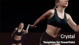  Presentation with baton - Presentation design with passing baton in relay race background and a wine colored foreground