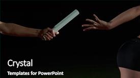  Presentation with runners - Slide set having passing baton in relay race background and a black colored foreground
