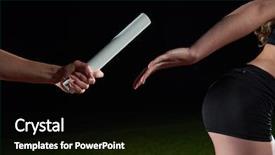  Presentation with baton - Slide set consisting of passing baton in relay race background and a black colored foreground