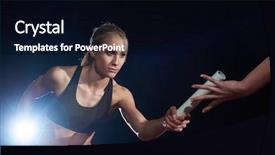  Presentation with runners - PPT theme with passing baton in relay race background and a black colored foreground