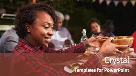  Presentation with black family - Cool new PPT theme with passing bowl at a family backdrop and a tawny brown colored foreground