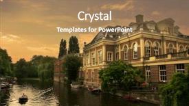  Presentation with house boat - Slide deck featuring passing by old historic house background and a coral colored foreground