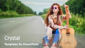  Presentation with hippie - Colorful slide deck enhanced with passing car spirit of free backdrop and a gray colored foreground