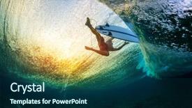  Presentation with water wave - Beautiful presentation design featuring surface after passing the big backdrop and a navy blue colored foreground