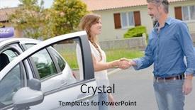  Presentation with exam results - PPT theme enhanced with passing the driving exam background and a light blue colored foreground