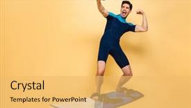  Presentation with strong - Cool new slide deck with passion action - full length portrait backdrop and a yellow colored foreground