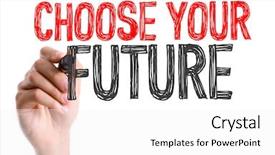  Presentation with future - Theme featuring passion career - hand with marker writing choose background and a white colored foreground