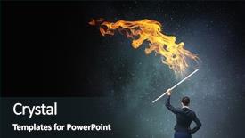  Presentation with passion - PPT theme with passion career - woman waving yellow flag background and a  colored foreground