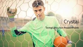  Presentation with holding hands old young - Colorful presentation theme enhanced with passion career - young goalkeeper holding a soccer backdrop and a lemonade colored foreground