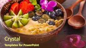  Presentation with acai - Colorful PPT layouts enhanced with passion fruit flower - acai bowl with berries backdrop and a tawny brown colored foreground