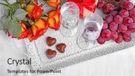  Presentation with honeymoon - Cool new slides with passion fruit flower - tray with empty champagne glasses backdrop and a light gray colored foreground