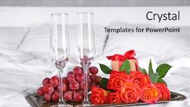  Presentation with honeymoon - Audience pleasing PPT layouts consisting of passion fruit flower - tray with empty champagne glasses backdrop and a light gray colored foreground