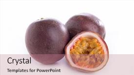  Presentation with passion fruit - Slides enhanced with passion fruit isolated on white background and a coral colored foreground