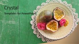  Presentation with passion fruit - Cool new slides with passion fruit on plate backdrop and a ocean colored foreground