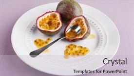  Presentation with passion fruit - Presentation theme with passion fruit on plate background and a lemonade colored foreground