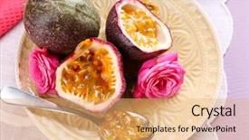  Presentation with passion fruit - Presentation theme featuring passion fruit on plate background and a yellow colored foreground