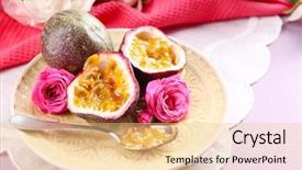  Presentation with passion fruit - Amazing PPT theme having passion fruit on plate backdrop and a lemonade colored foreground