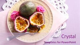  Presentation with passion - PPT theme with passion fruit on plate background and a lemonade colored foreground