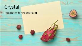  Presentation with fruit lychee - Beautiful PPT layouts featuring passion fruit pitahaya and lychee backdrop and a soft green colored foreground
