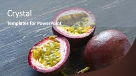  Presentation with passion fruit - PPT theme enhanced with passion fruit whole and cut background and a gray colored foreground