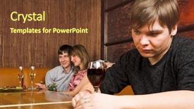  Presentation with time - Colorful slides enhanced with passion fruit wine - three young people spend time backdrop and a tawny brown colored foreground