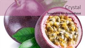  Presentation with passion - PPT theme featuring passion fruit with leaves background and a coral colored foreground