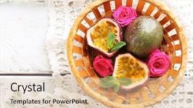  Presentation with passion fruit - PPT layouts enhanced with passion fruits in basket background and a lemonade colored foreground