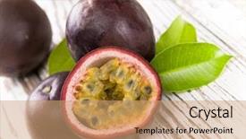  Presentation with passion fruit - Audience pleasing presentation design consisting of passion fruits on wooden background backdrop and a coral colored foreground