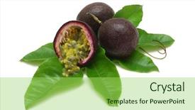 Presentation with passion fruit - Presentation theme enhanced with passion fruits with leaves background and a yellow colored foreground